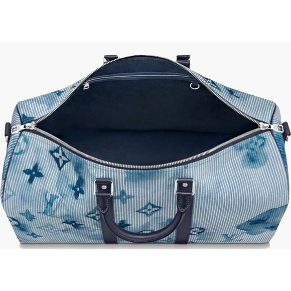 Louis Vuitton Keepall Bandouliere 50 Watercolor Hickory Blue Weekend Travel Bag - Picture 10 of 12